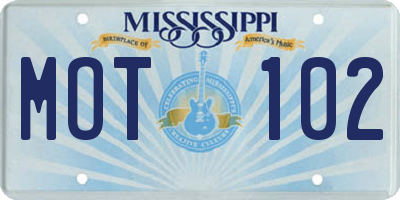 MS license plate MOT102