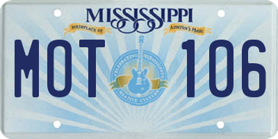 MS license plate MOT106