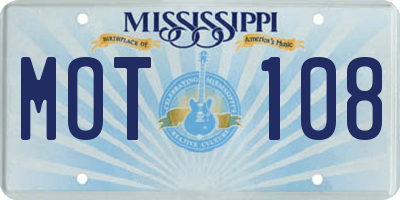 MS license plate MOT108