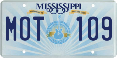 MS license plate MOT109