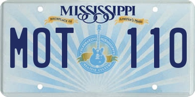 MS license plate MOT110