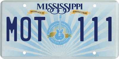MS license plate MOT111