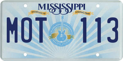 MS license plate MOT113