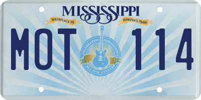 MS license plate MOT114