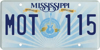 MS license plate MOT115