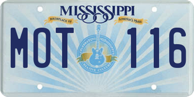 MS license plate MOT116