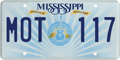 MS license plate MOT117