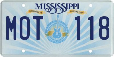 MS license plate MOT118