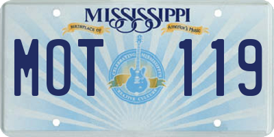 MS license plate MOT119