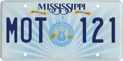 MS license plate MOT121