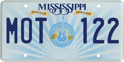 MS license plate MOT122