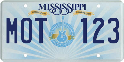 MS license plate MOT123