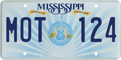 MS license plate MOT124