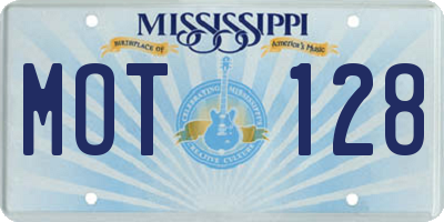 MS license plate MOT128