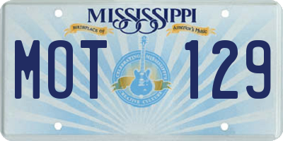 MS license plate MOT129