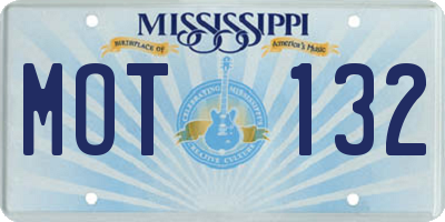 MS license plate MOT132