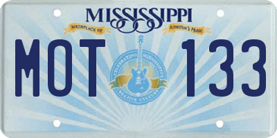 MS license plate MOT133