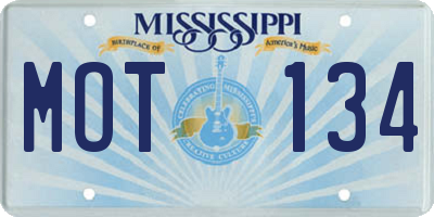 MS license plate MOT134
