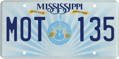 MS license plate MOT135