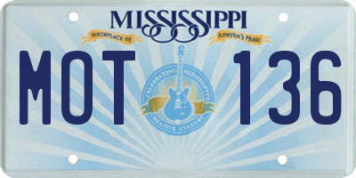 MS license plate MOT136