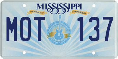 MS license plate MOT137