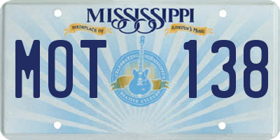 MS license plate MOT138