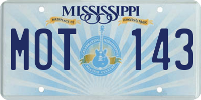 MS license plate MOT143