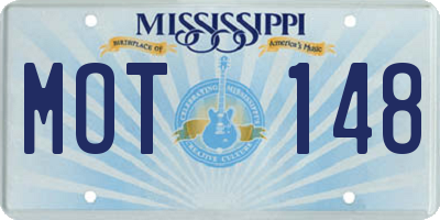 MS license plate MOT148