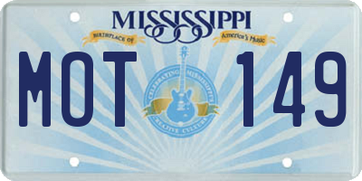 MS license plate MOT149