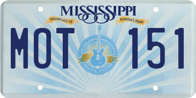 MS license plate MOT151
