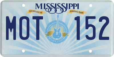MS license plate MOT152