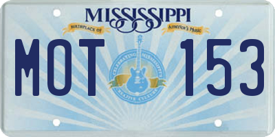MS license plate MOT153