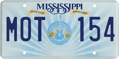 MS license plate MOT154