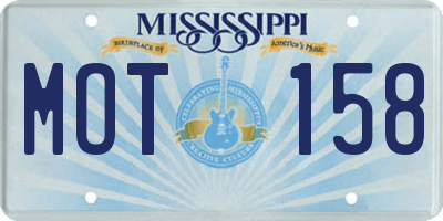 MS license plate MOT158