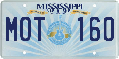 MS license plate MOT160