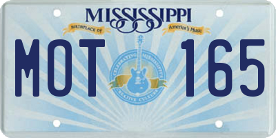MS license plate MOT165