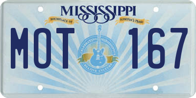 MS license plate MOT167