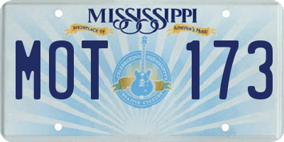 MS license plate MOT173