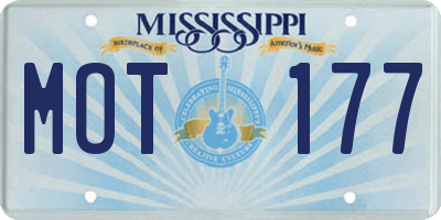 MS license plate MOT177