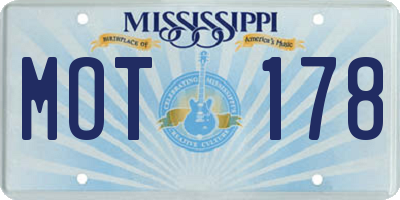 MS license plate MOT178