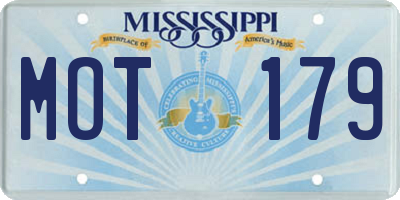 MS license plate MOT179