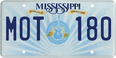 MS license plate MOT180