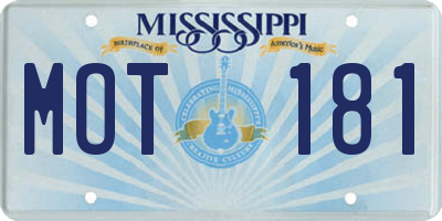 MS license plate MOT181