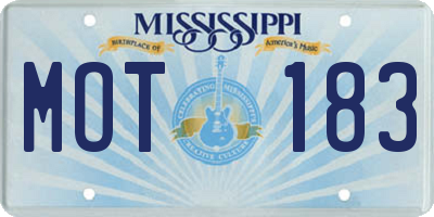 MS license plate MOT183