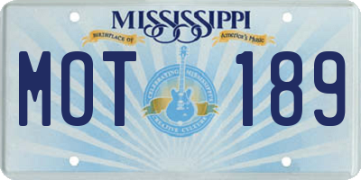 MS license plate MOT189