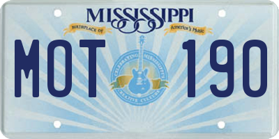 MS license plate MOT190