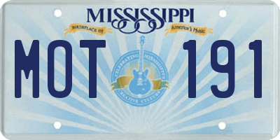 MS license plate MOT191