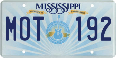 MS license plate MOT192