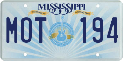 MS license plate MOT194