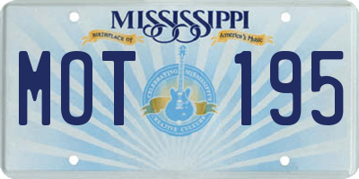 MS license plate MOT195